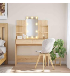 Coiffeuse avec lumières LED chêne sonoma 96x40x142 cm