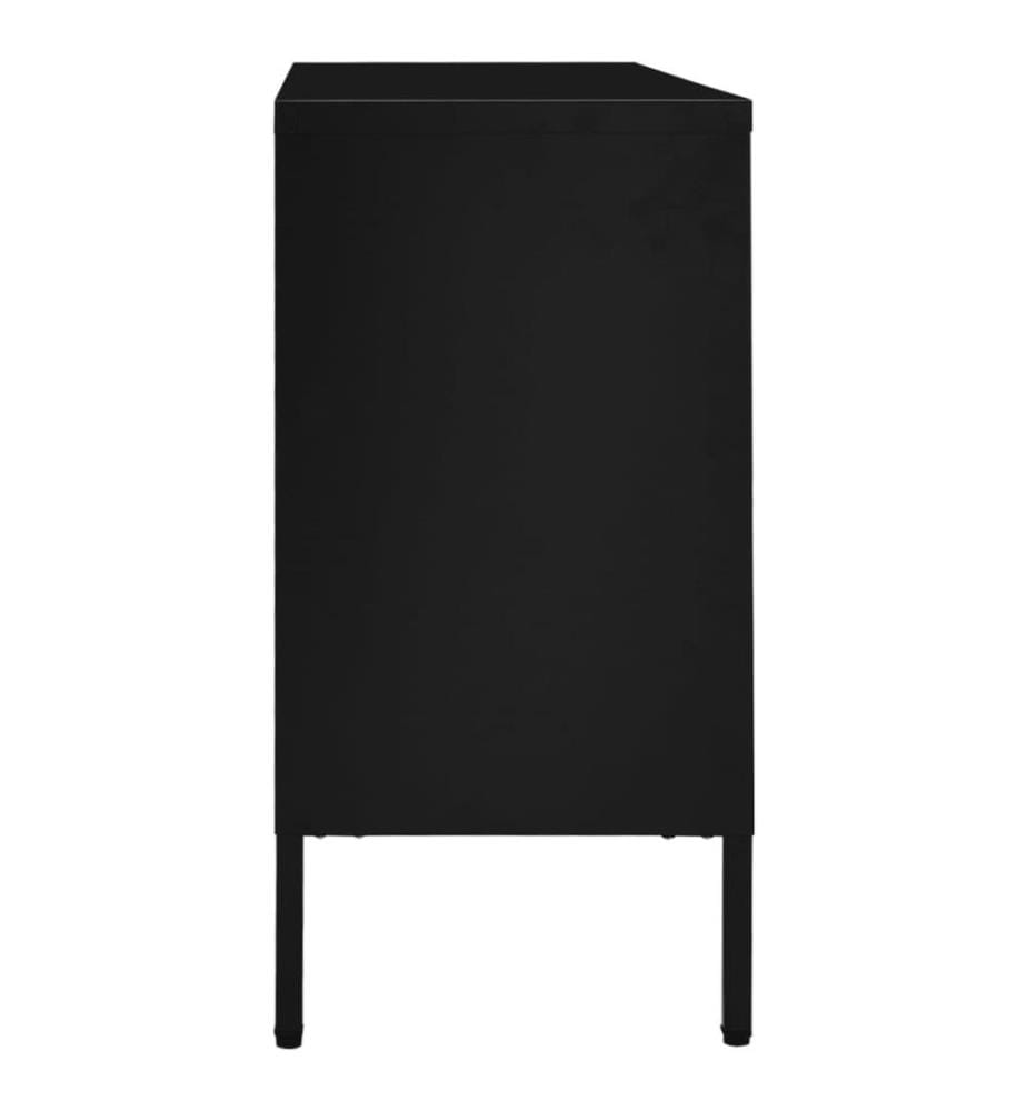 Sideboard Schwarz 105x35x70 cm Stahl und Hartglas