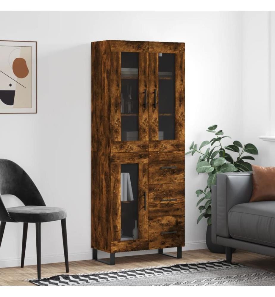 Highboard Räuchereiche 69,5x34x180 cm Holzwerkstoff