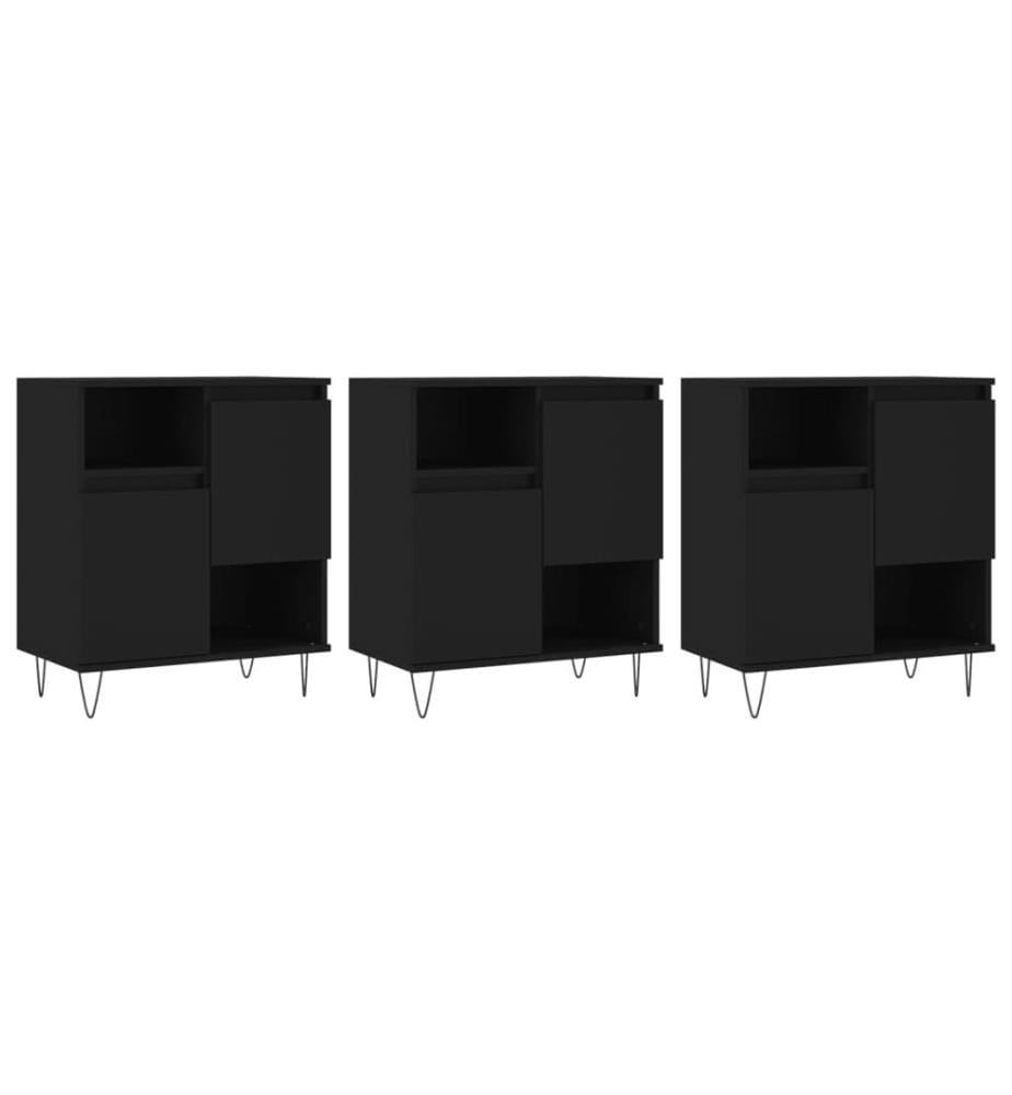 Sideboards 3 Stk. Schwarz Holzwerkstoff
