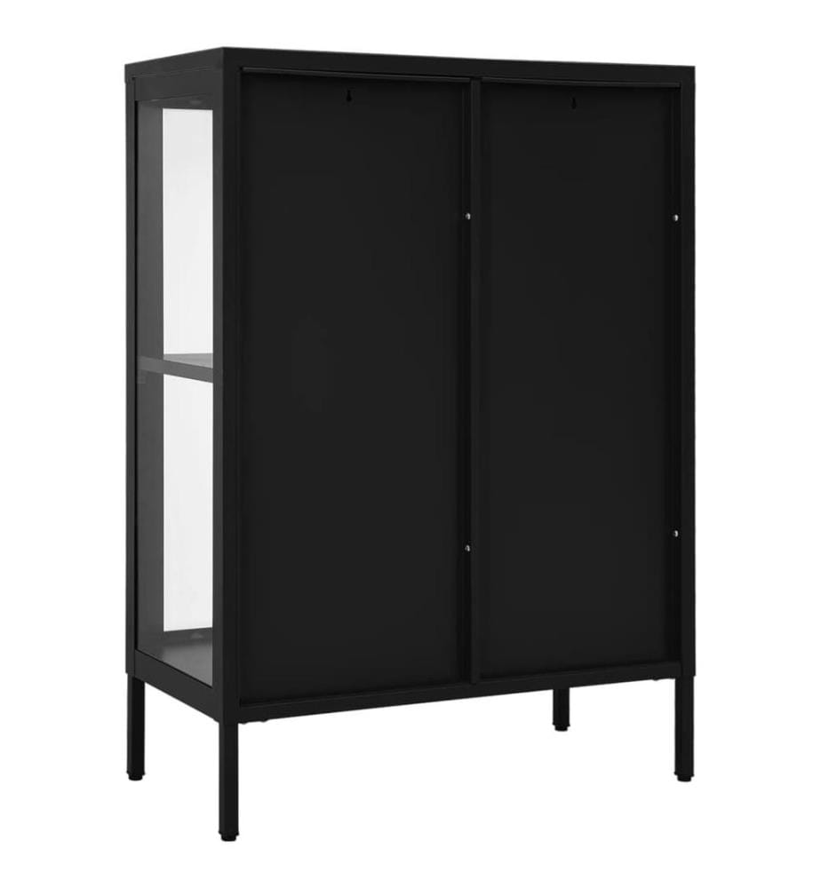 Sideboard Schwarz 75x35x105 cm Stahl und Glas