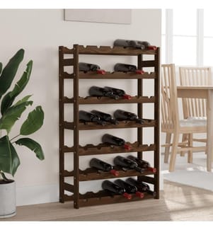 Weinregal für 42 Flaschen Braun Massivholz Kiefer