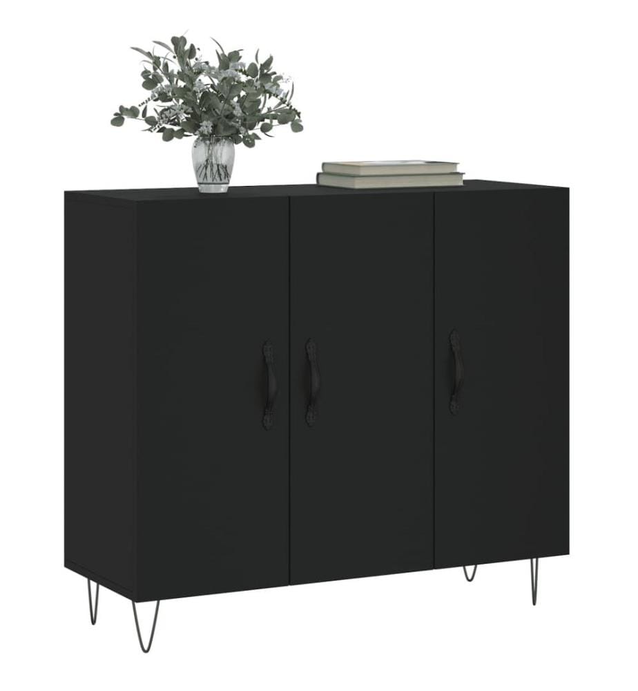 Sideboard Schwarz 90x34x80 cm Holzwerkstoff