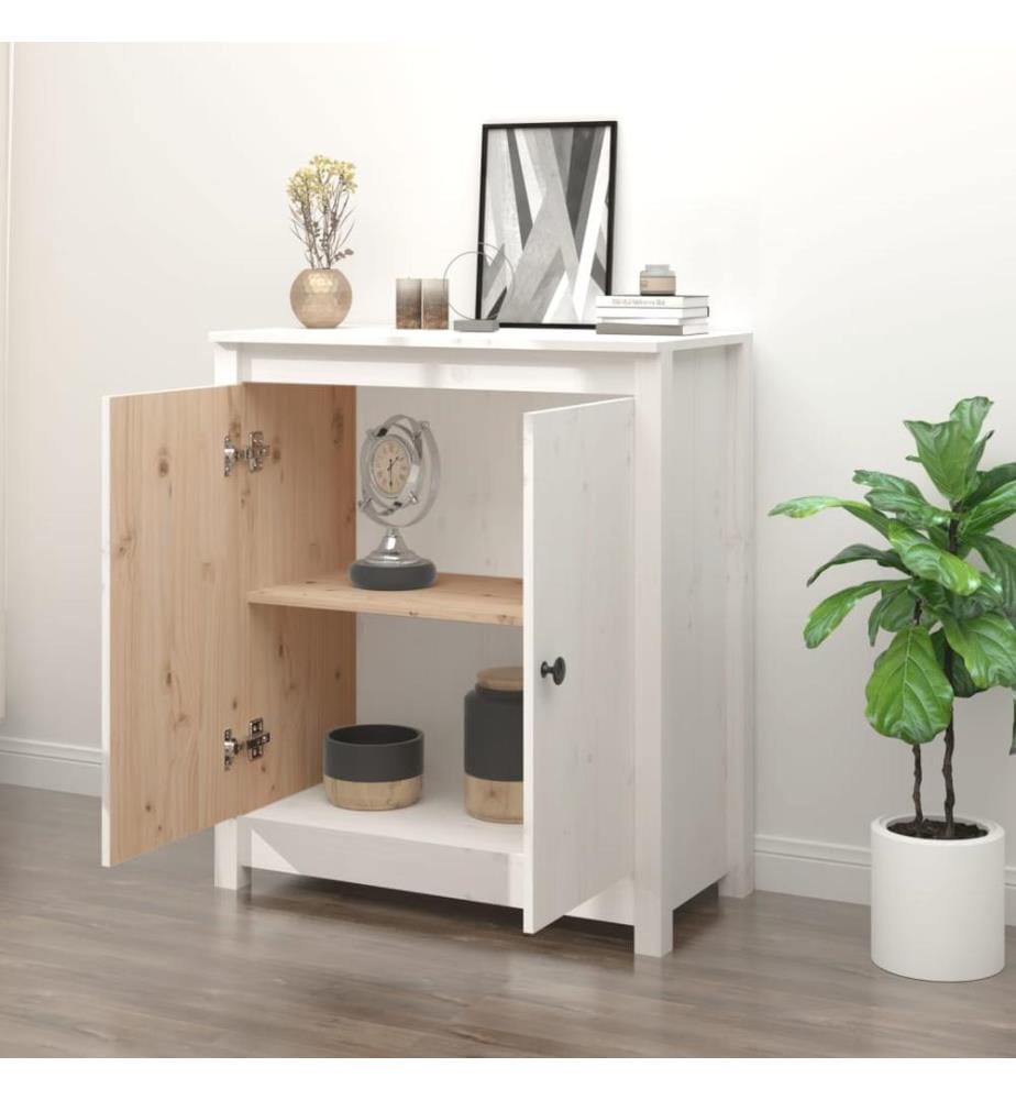 Sideboard Weiss 70x35x80 cm Massivholz Kiefer