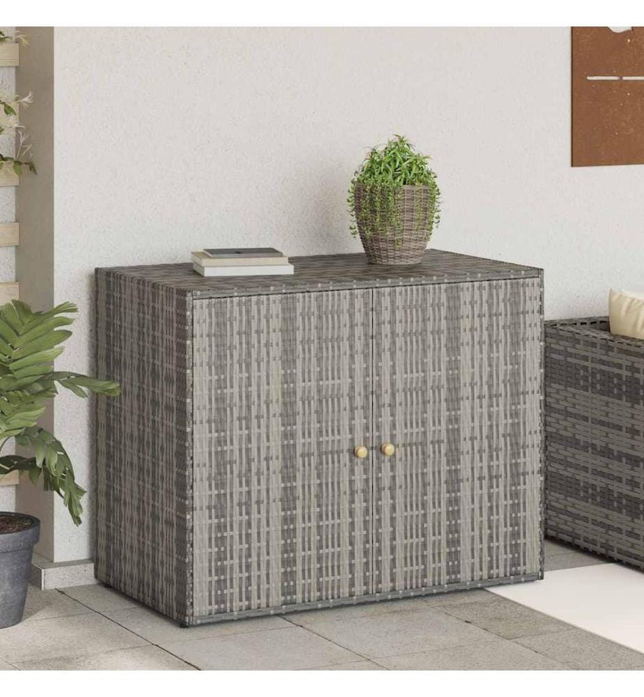 Gartenschrank Grau 100x55,5x80 cm Poly Rattan