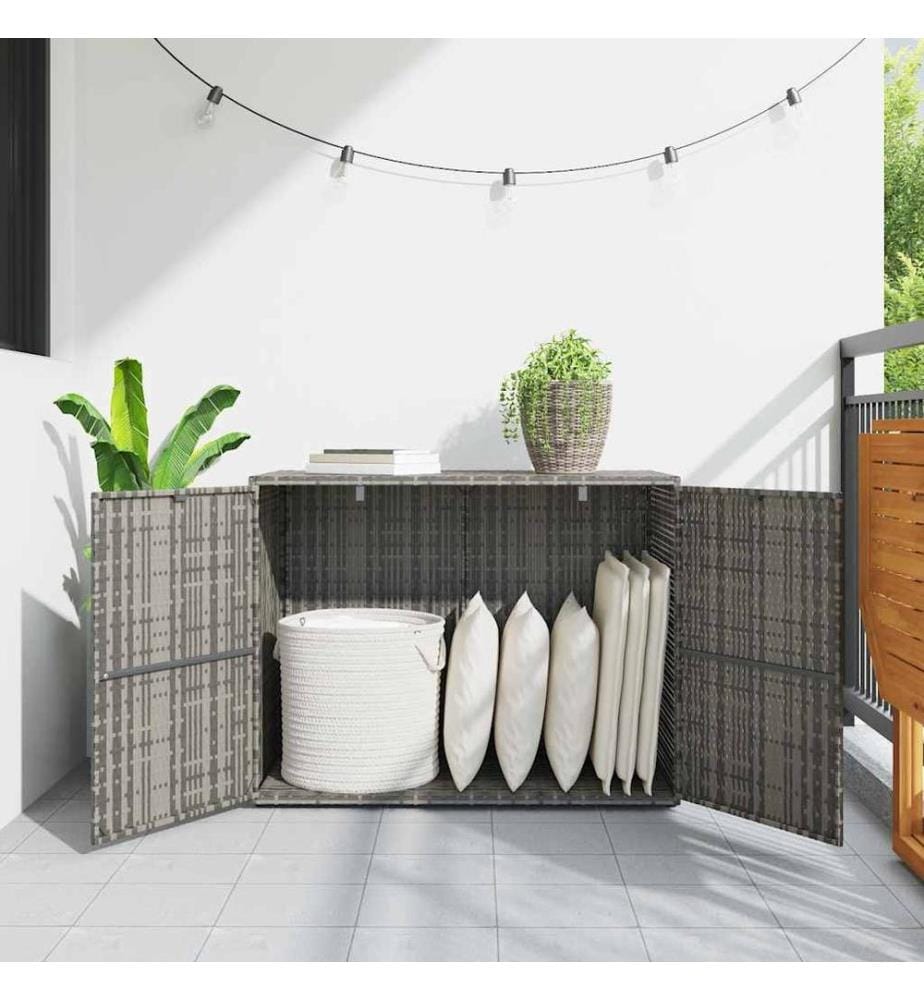 Gartenschrank Grau 100x55,5x80 cm Poly Rattan