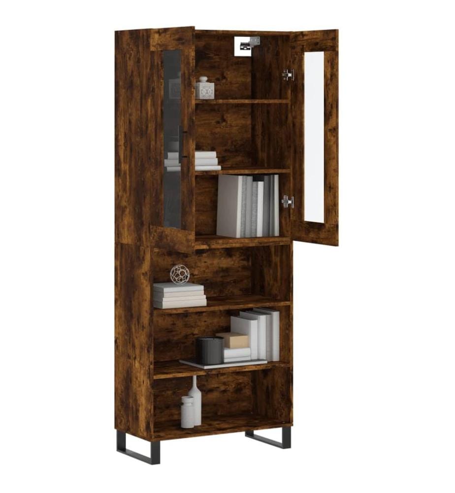 Highboard Räuchereiche 69,5x34x180 cm Holzwerkstoff