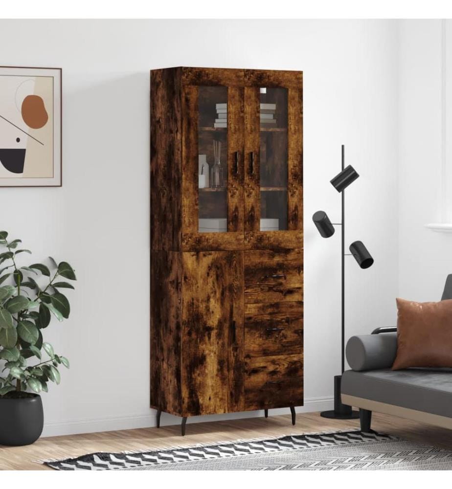 Highboard Räuchereiche 69,5x34x180 cm Holzwerkstoff