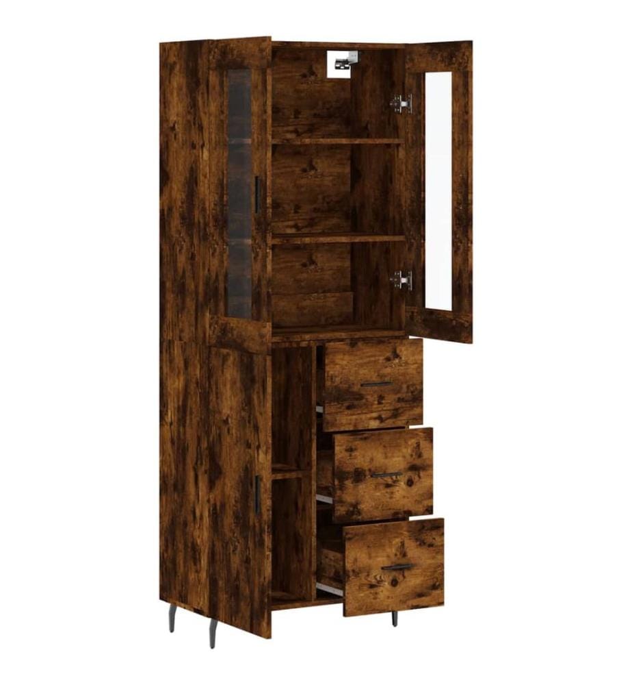 Highboard Räuchereiche 69,5x34x180 cm Holzwerkstoff