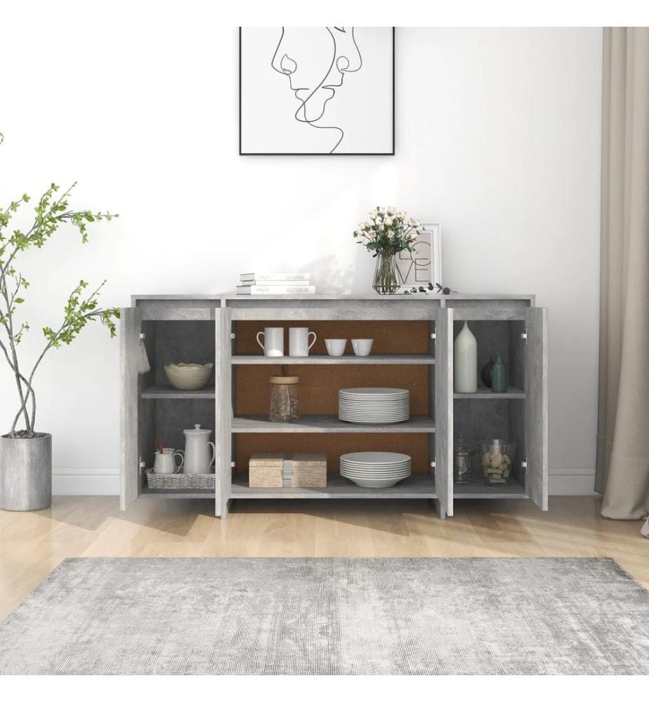 Sideboard Betongrau 135x41x75 cm Holzwerkstoff