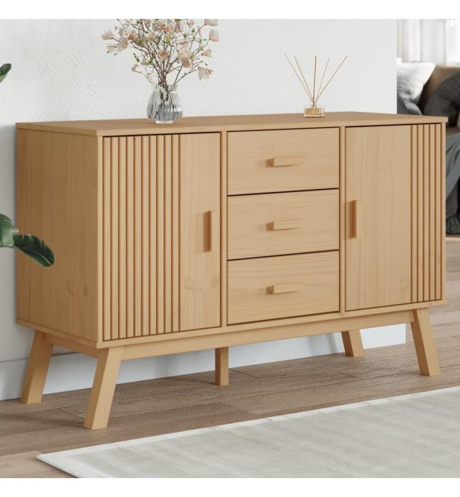 Sideboard OLDEN Braun 114x43x73,5 cm Massivholz Kiefer