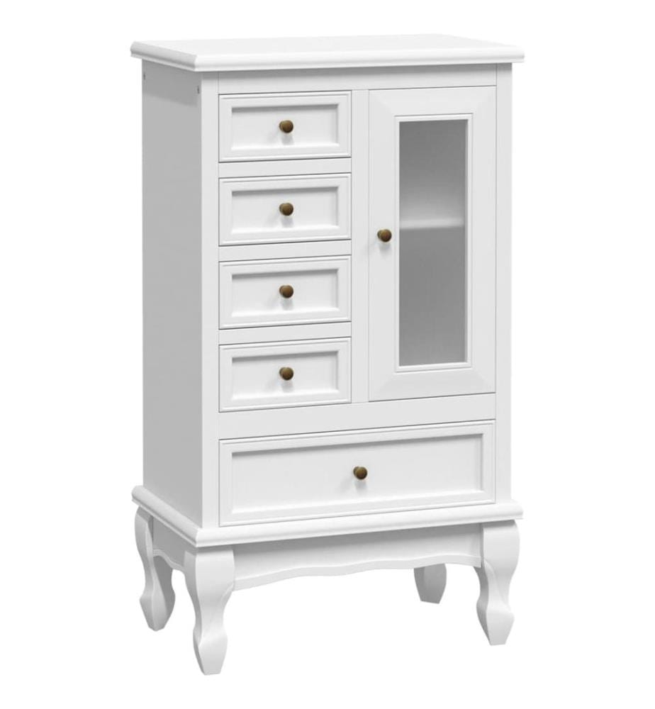 Armoire avec 5 tiroirs et 2 étagères Blanc