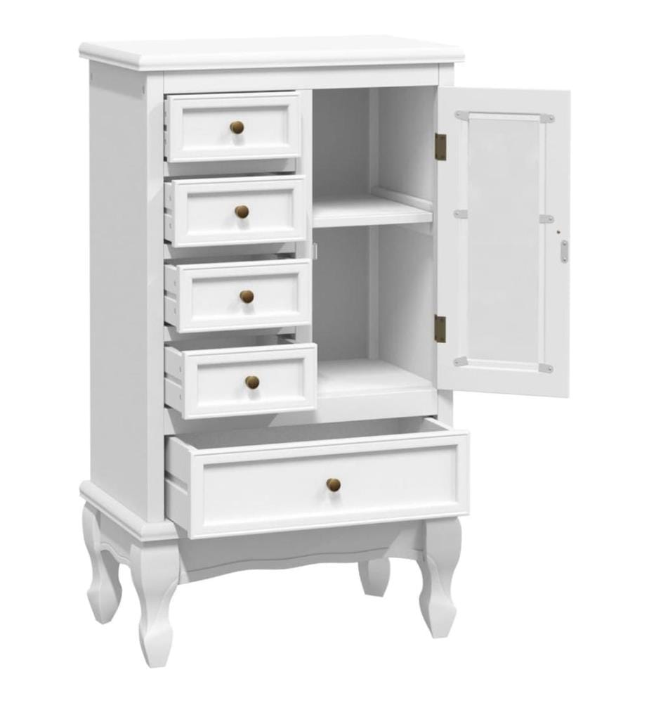 Armoire avec 5 tiroirs et 2 étagères Blanc