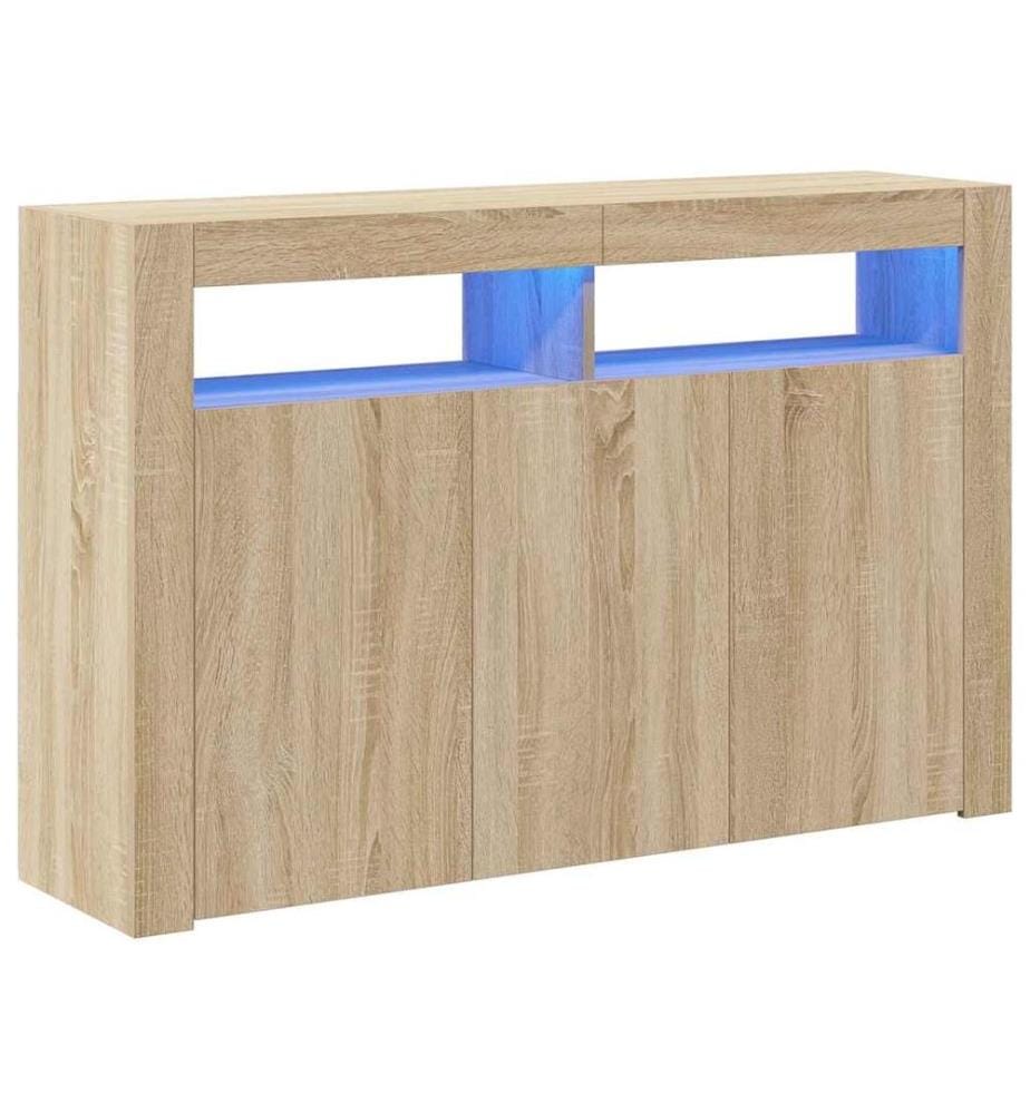 Sideboard mit LED-Leuchten Sonoma-Eiche 115,5x30x75 cm