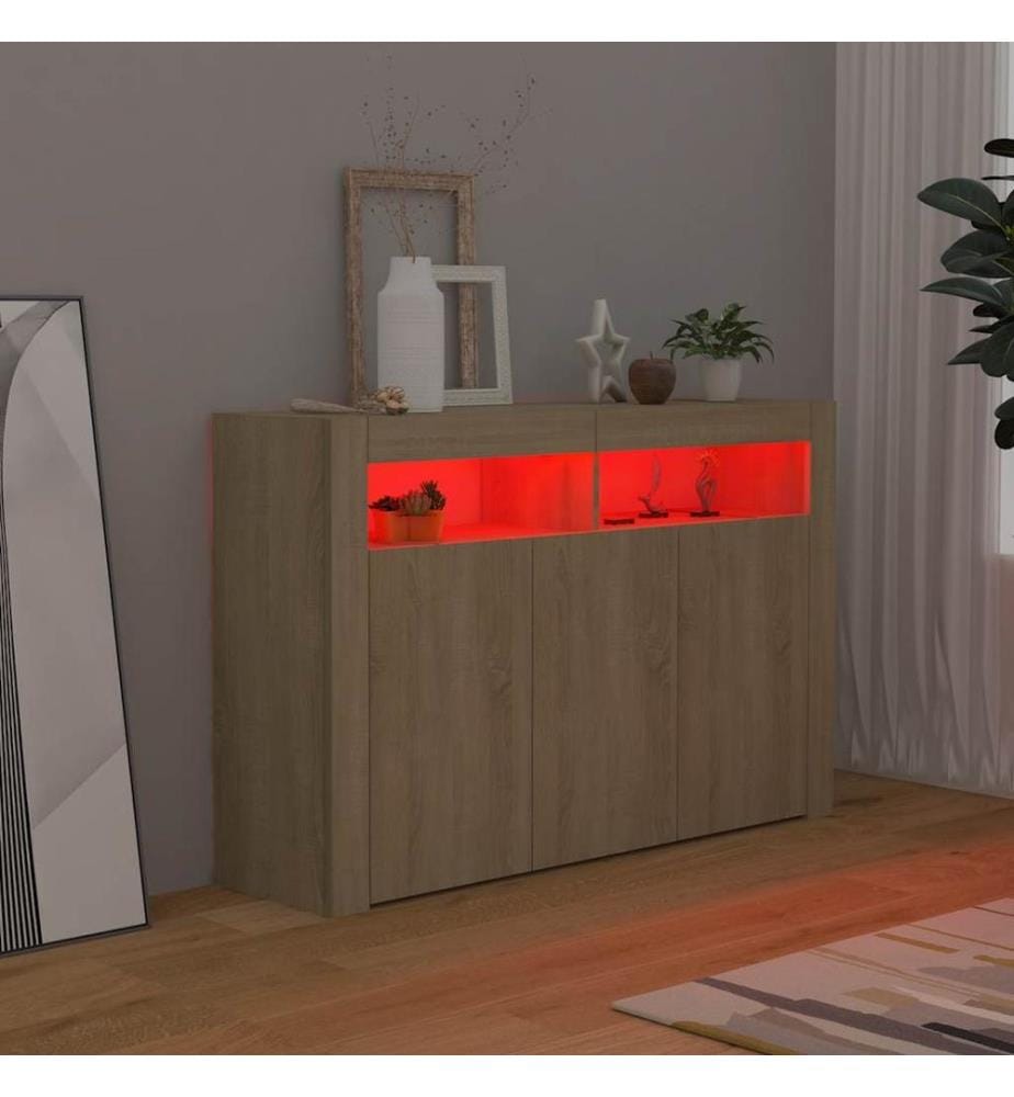 Sideboard mit LED-Leuchten Sonoma-Eiche 115,5x30x75 cm