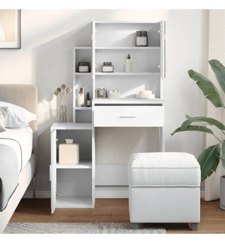 Coiffeuse avec armoire blanc 80x35x132 cm