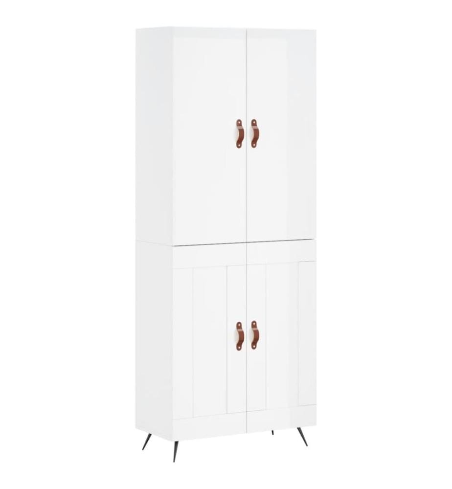Highboard Hochglanz-Weiss 69,5x34x180 cm Holzwerkstoff
