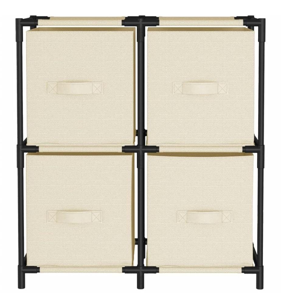 Kommode mit 4 Körben aus Stoff Creme 63×30×71 cm Stahl