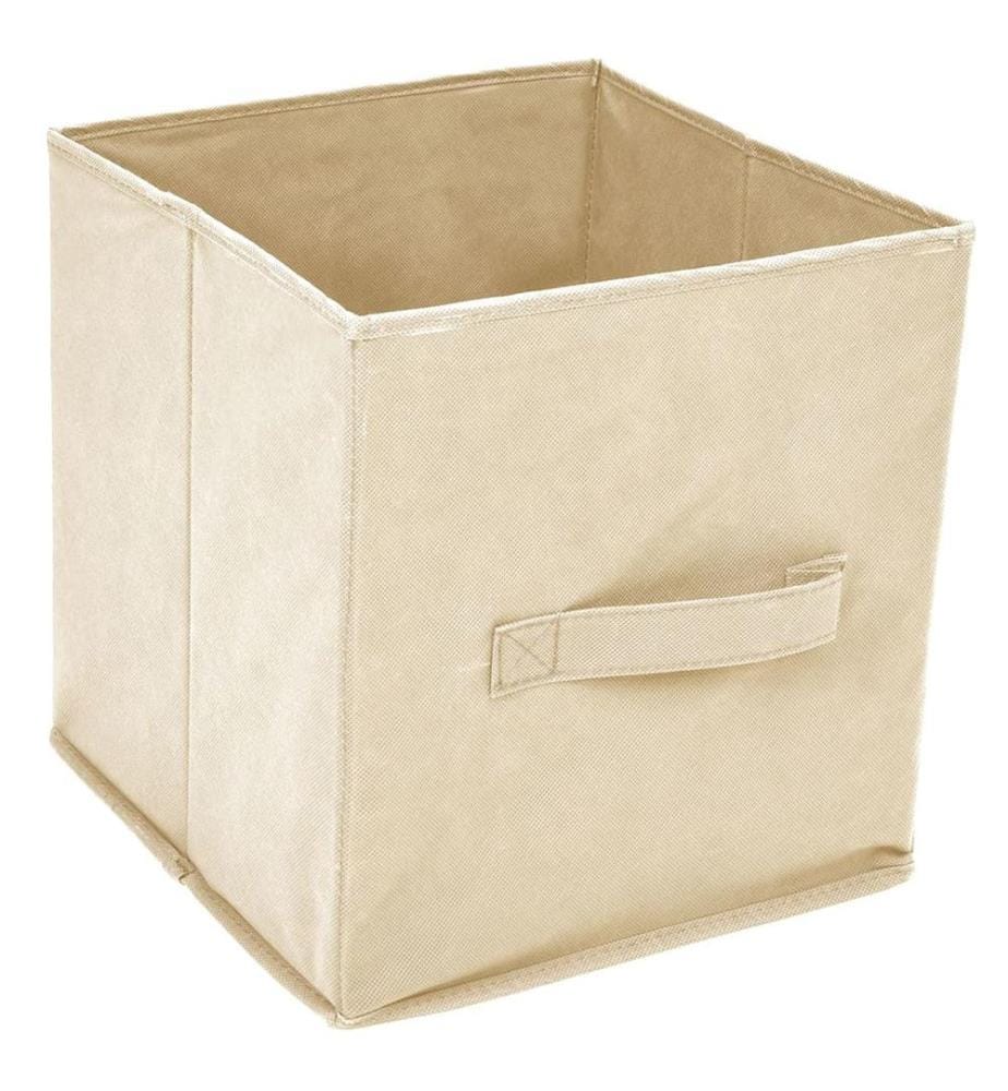 Kommode mit 4 Körben aus Stoff Creme 63×30×71 cm Stahl