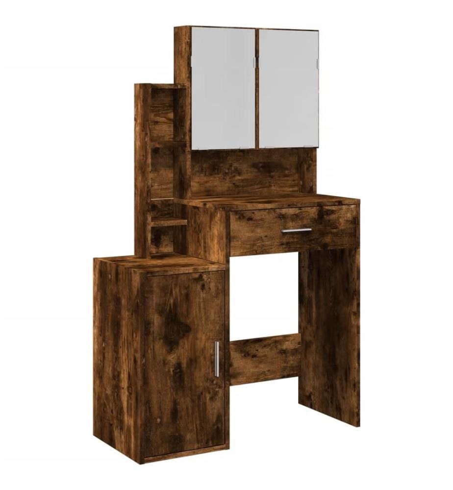 Coiffeuse avec armoire chêne fumé 80x35x132 cm