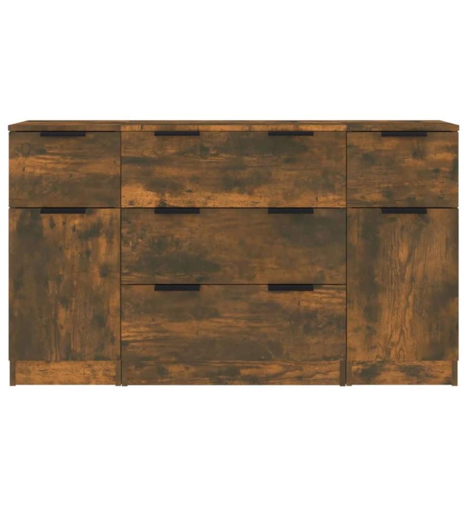 3-tlg. Sideboard-Set Räuchereiche Holzwerkstoff