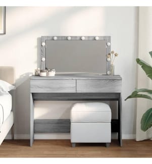 Schminktisch mit LED-Beleuchtung Grau Sonoma 100x40x120 cm
