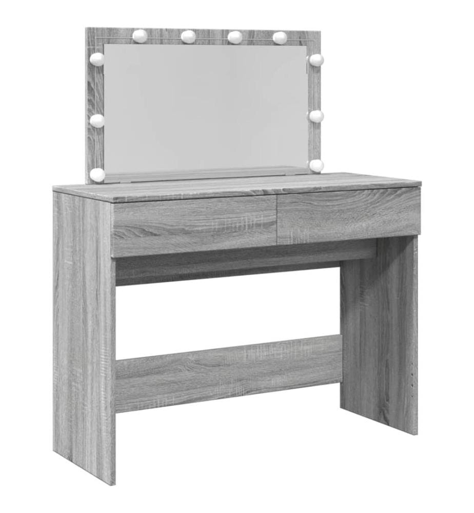 Coiffeuse avec LED sonoma gris 100x40x120 cm