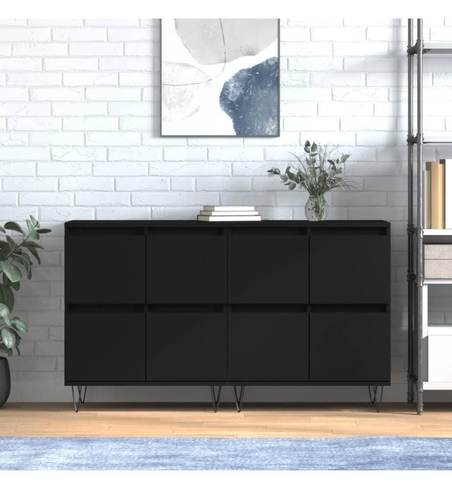 Sideboards 2 Stk. Schwarz Holzwerkstoff