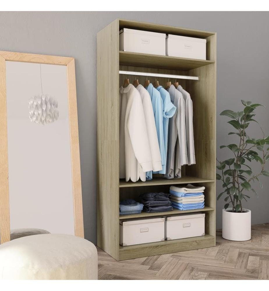 Kleiderschrank Sonoma-Eiche 100x50x200 cm Holzwerkstoff