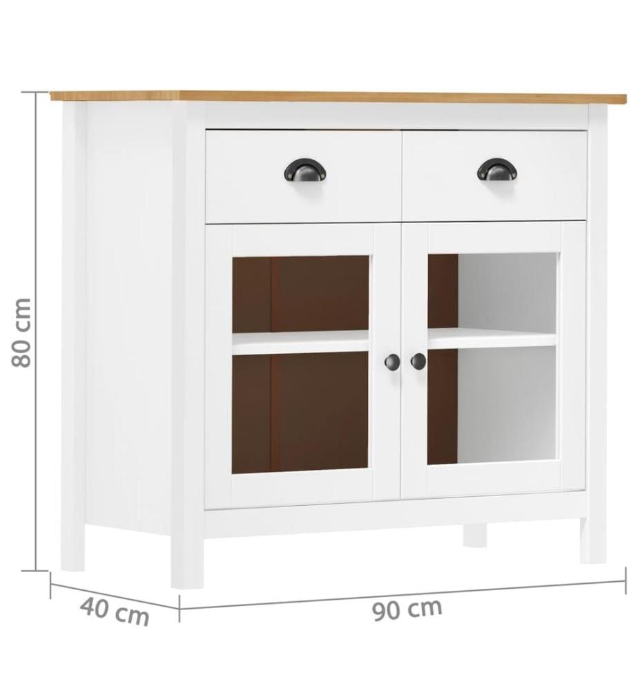 Buffet Hill Blanc 90x40x80 cm Bois de pin solide