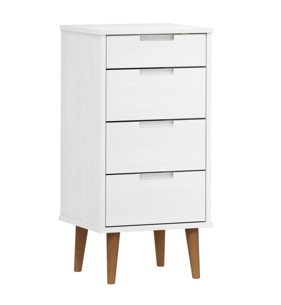 Commode MOLDE Blanc 40x35x82 cm Bois de pin massif