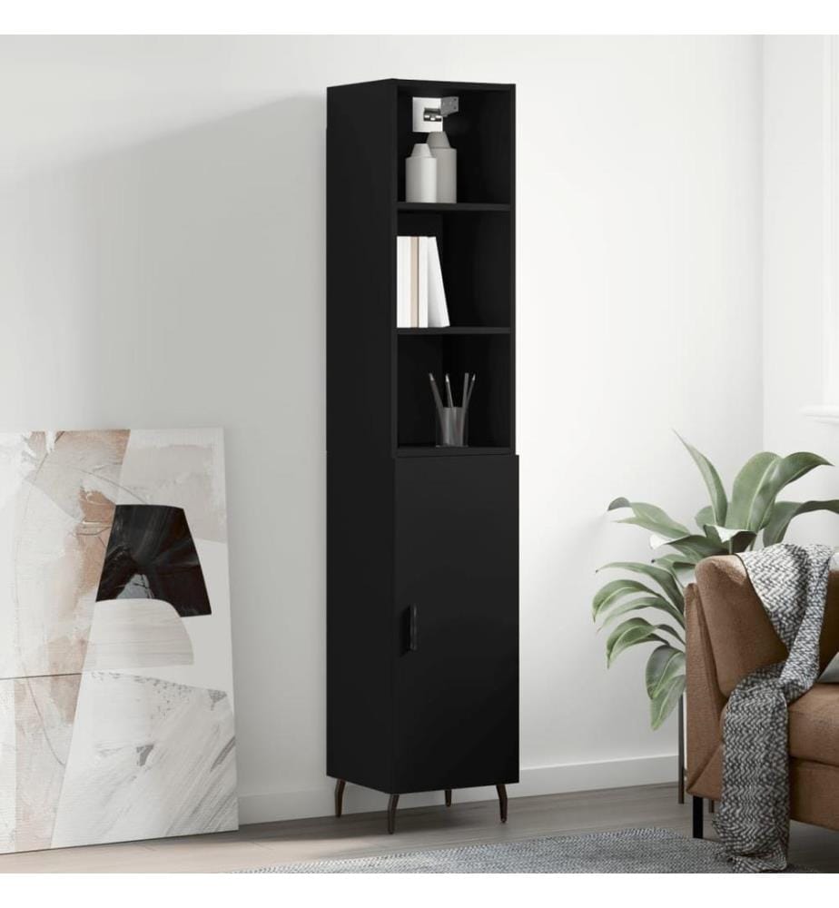 Highboard Schwarz 34,5x34x180 cm Holzwerkstoff