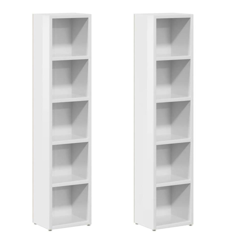 Armoires à CD 2 pcs Blanc brillant 21x16x93,5 cm