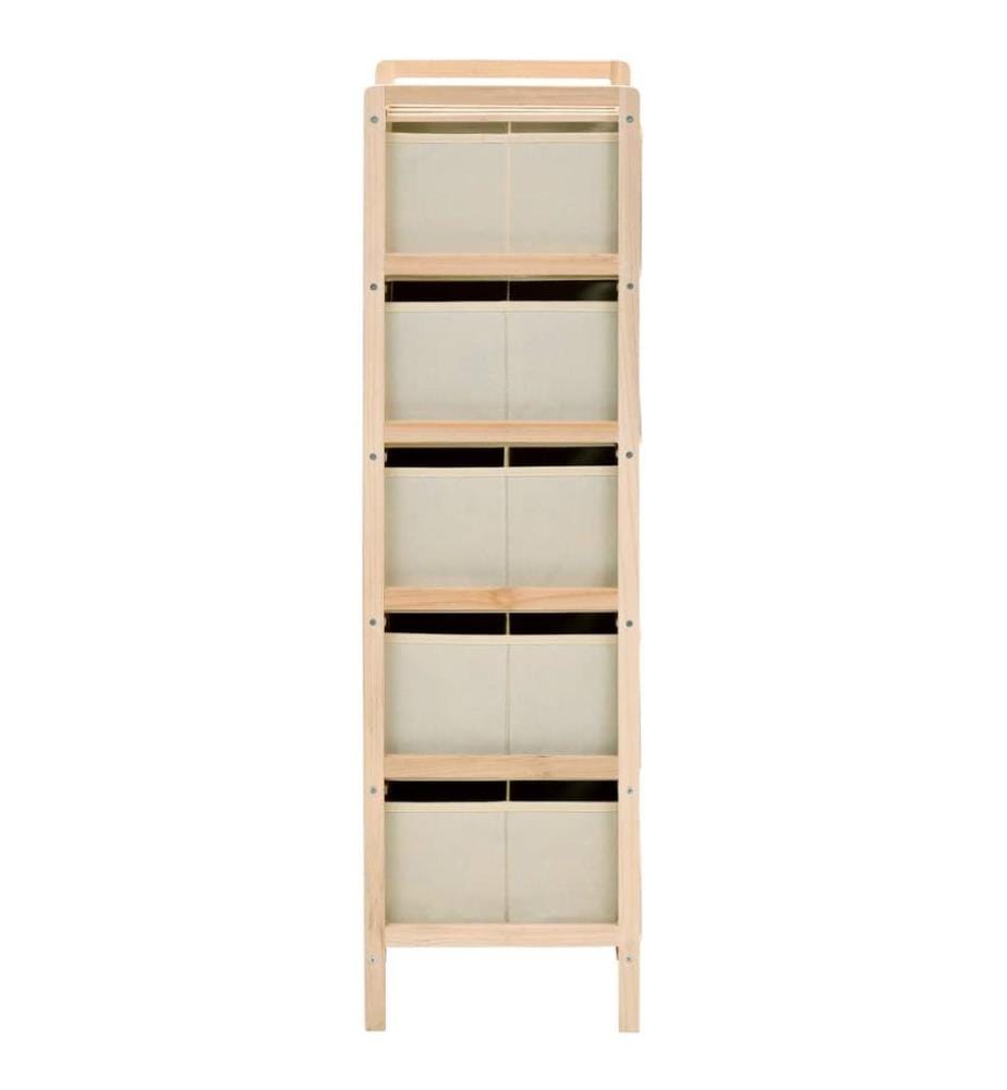 Korb-Kommode mit 5 Stoffkörben Zedernholz Beige
