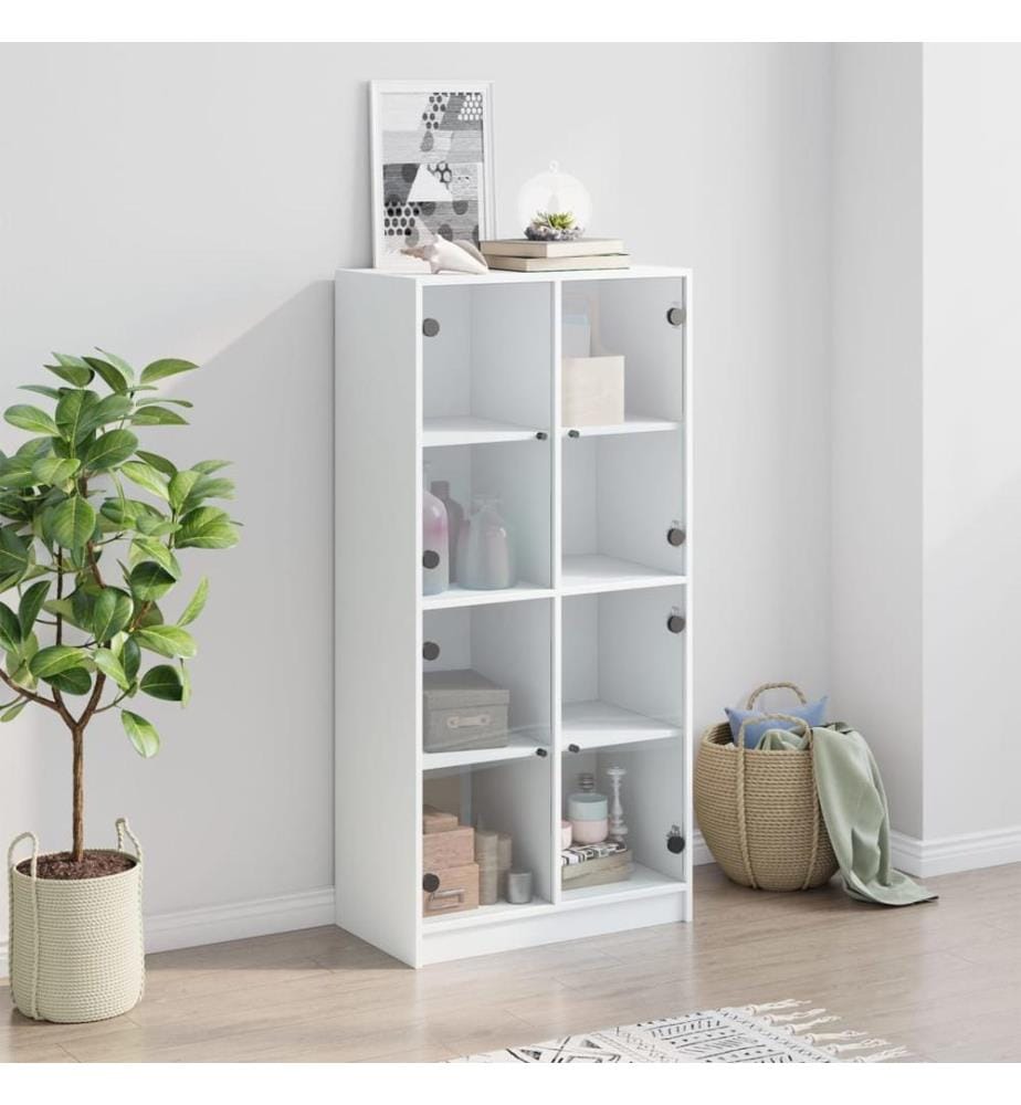 Highboard mit Türen Weiss 68x37x142 cm Holzwerkstoff