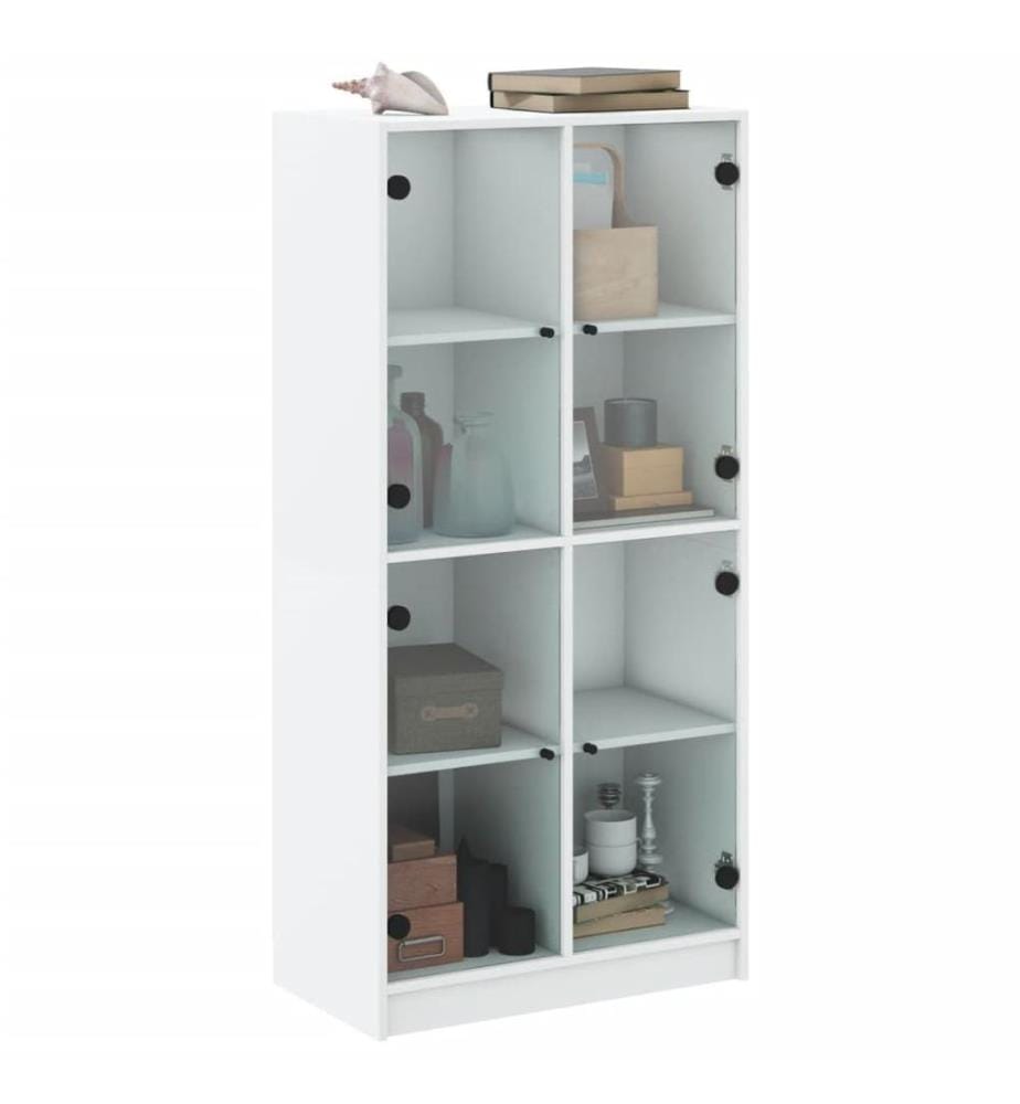 Highboard mit Türen Weiss 68x37x142 cm Holzwerkstoff
