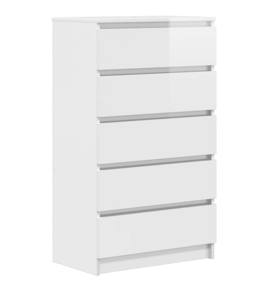 Commode Blanc brillant 60x36x103 cm Bois d'ingénierie
