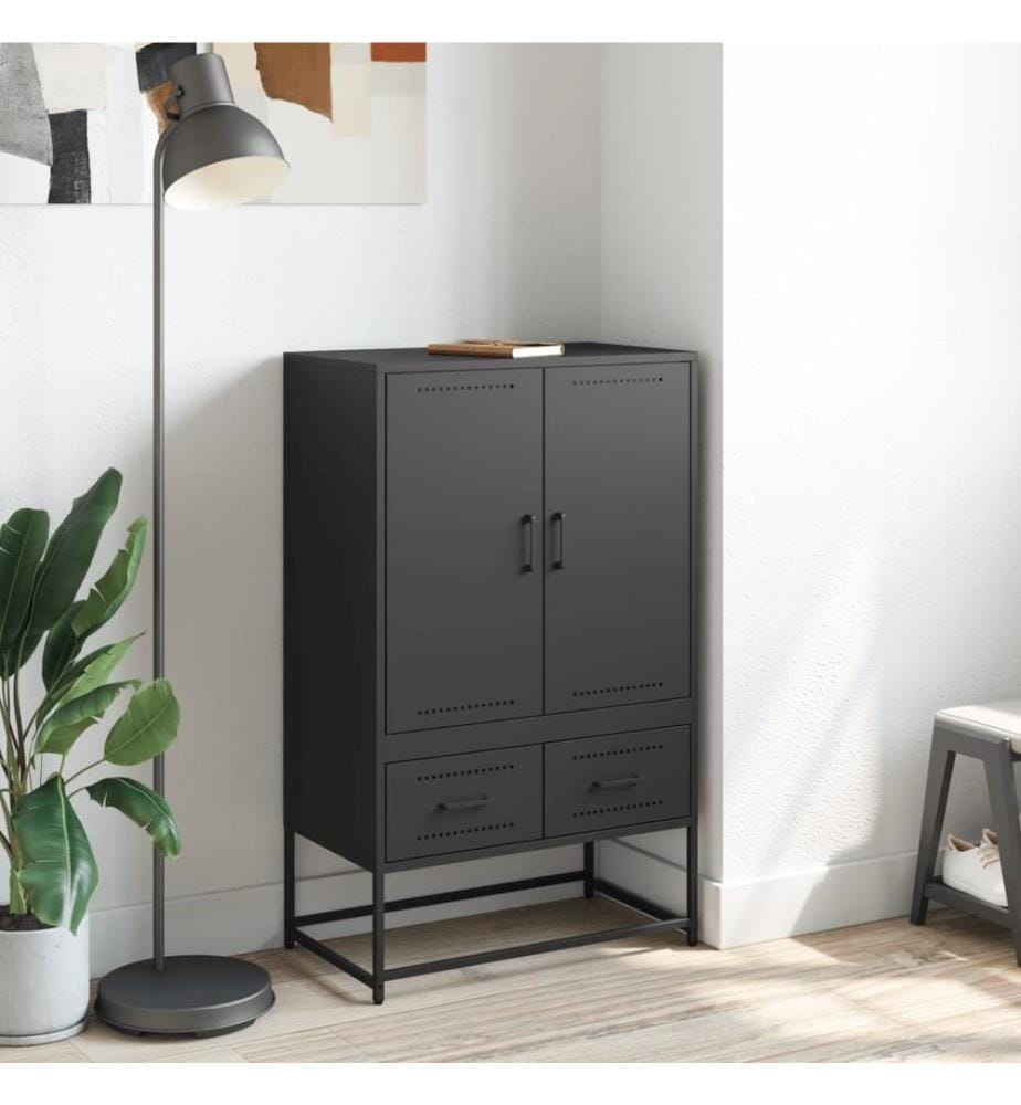 Highboard Schwarz 68x39x111,5 cm Stahl