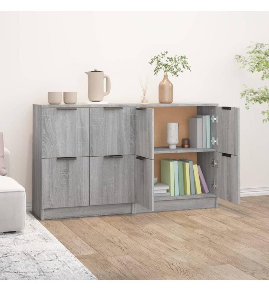 Sideboards 2 Stk. Grau Sonoma 60x30x70 cm Holzwerkstoff