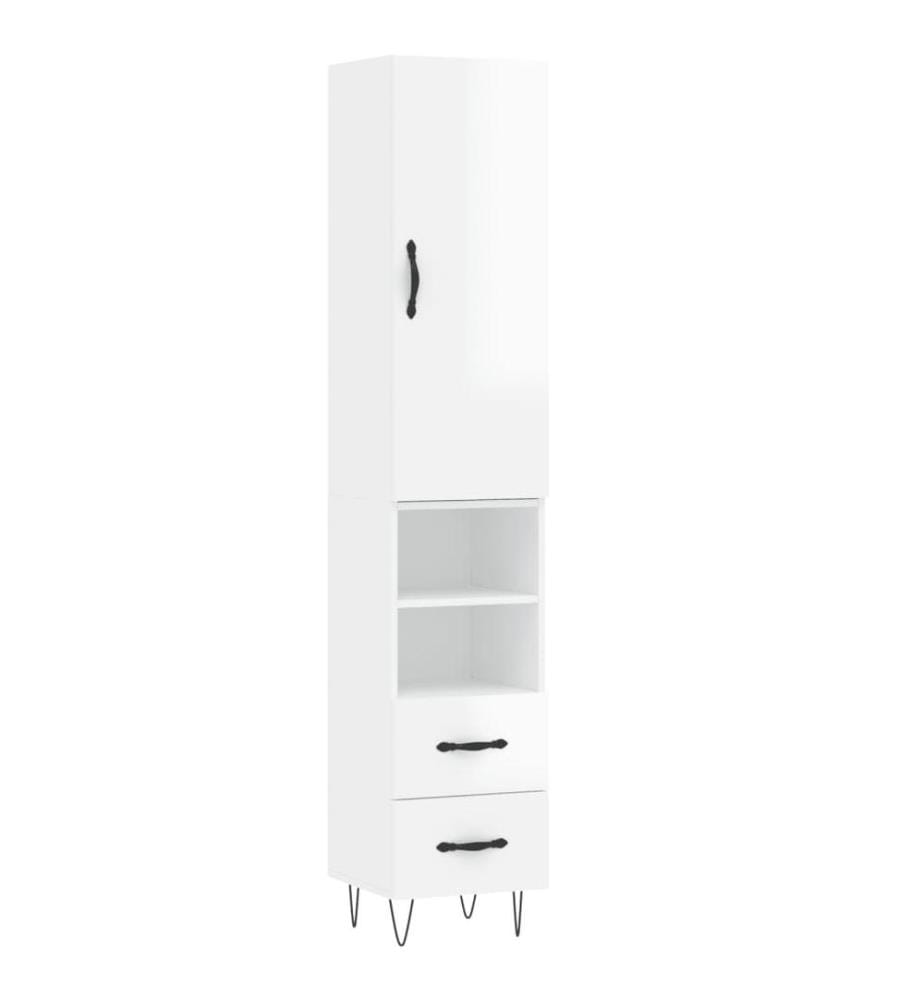 Highboard Hochglanz-Weiss 34,5x34x180 cm Holzwerkstoff