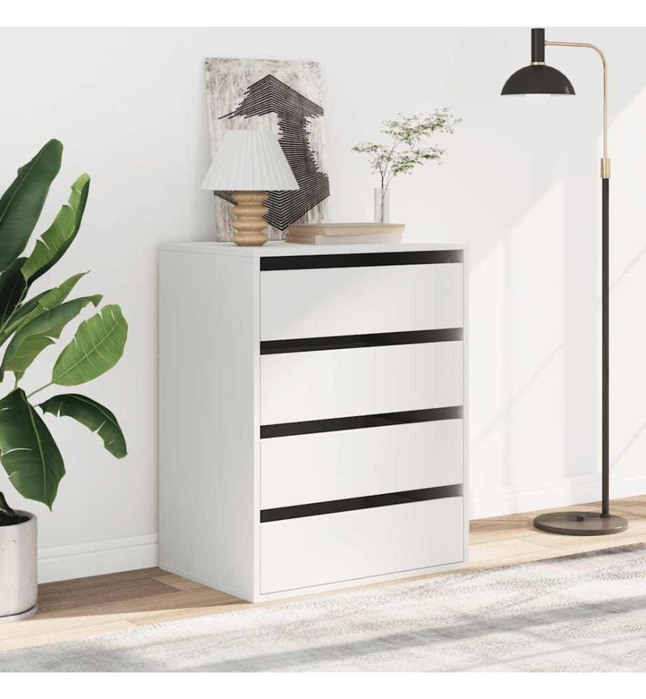 Commode d'angle blanc 60x41x76 cm bois d'ingénierie