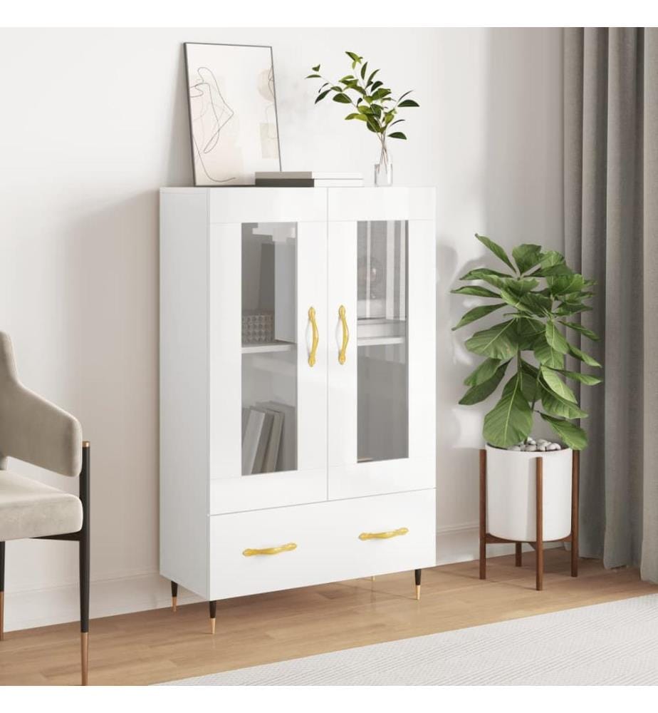 Highboard Hochglanz-Weiss 69,5x31x115 cm Holzwerkstoff