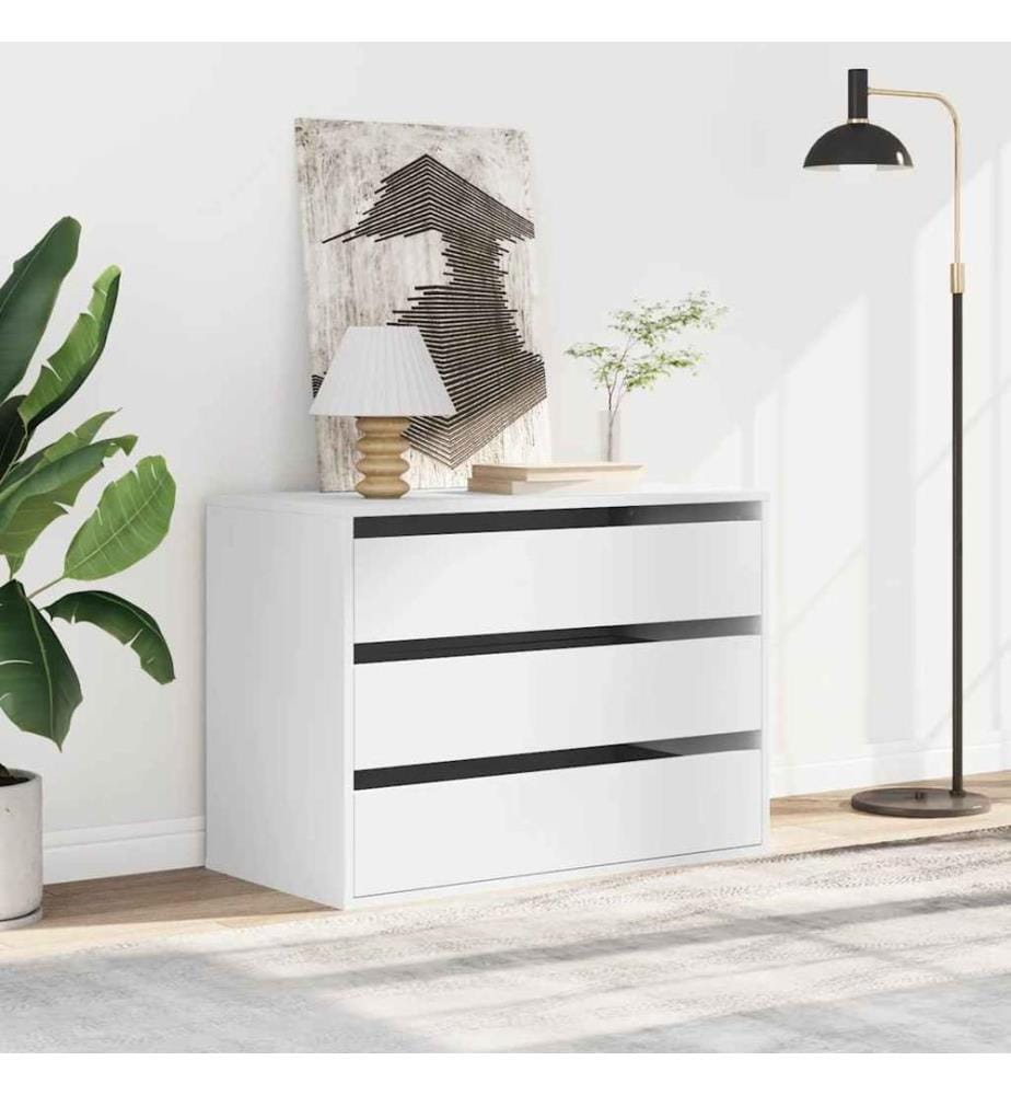 Commode d'angle blanc 80x41x58 cm bois d'ingénierie