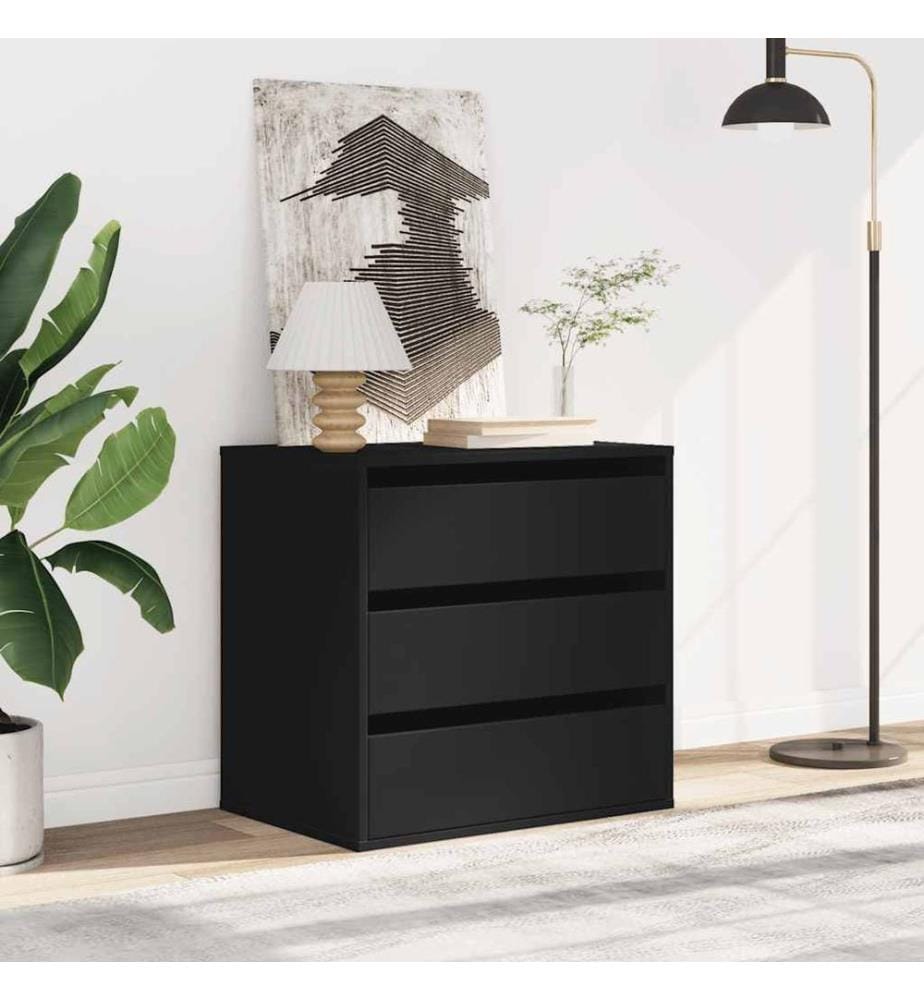Commode d'angle noir 60x41x58 cm bois d'ingénierie