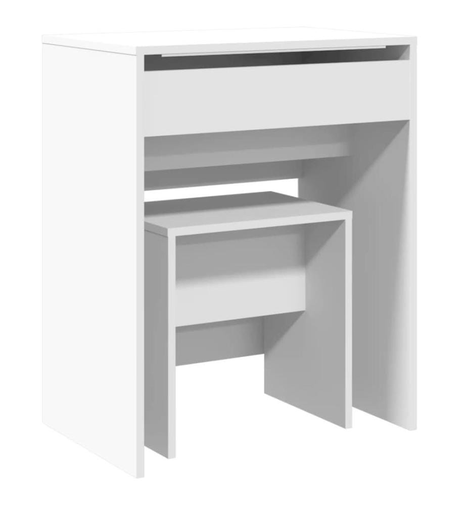 Coiffeuse et tabouret blanc 60x40x113,5 cm