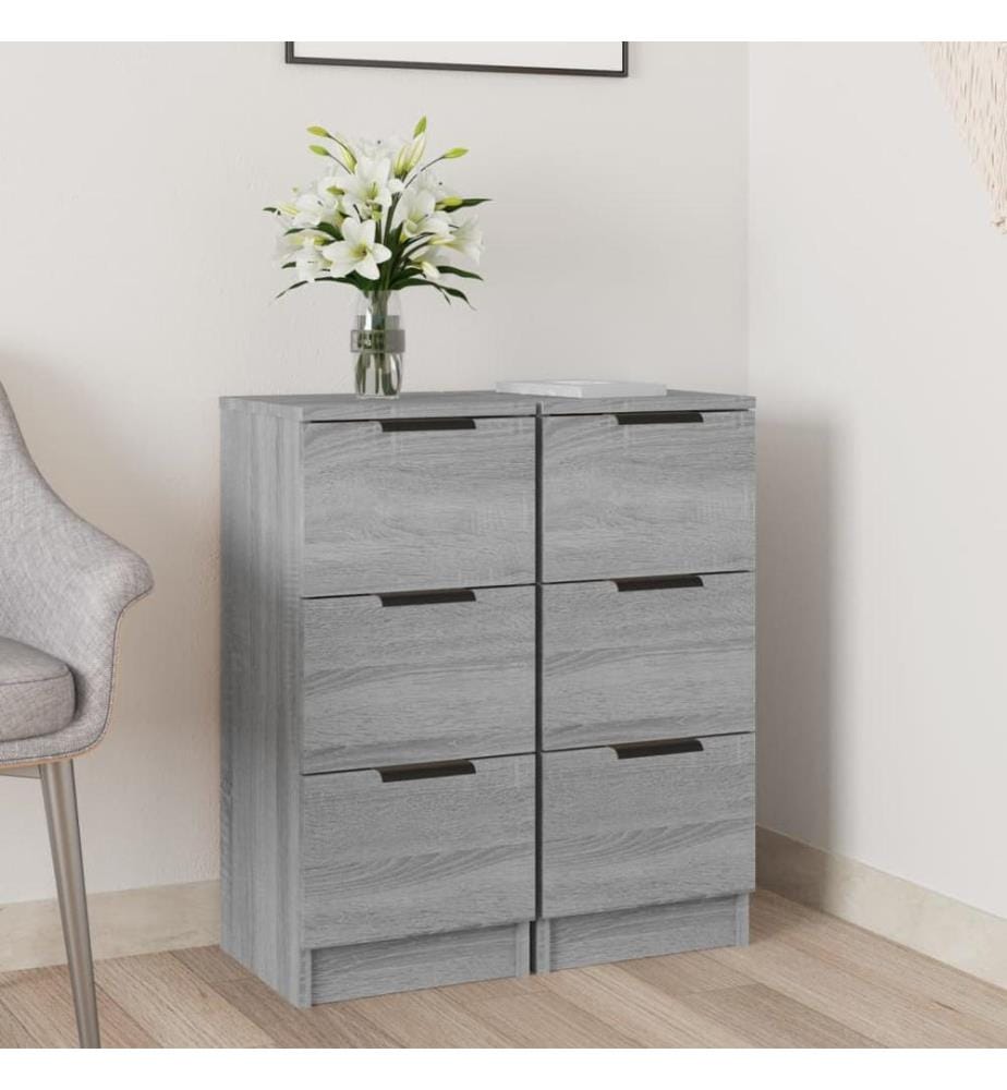 Sideboards 2 Stk. Grau Sonoma 30x30x70 cm Holzwerkstoff