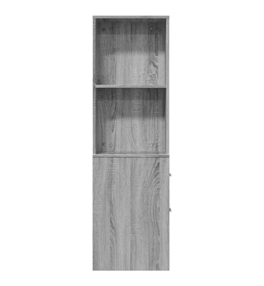 Badschrank Schmal mit Rollen Grau Sonoma Holzwerkstoff
