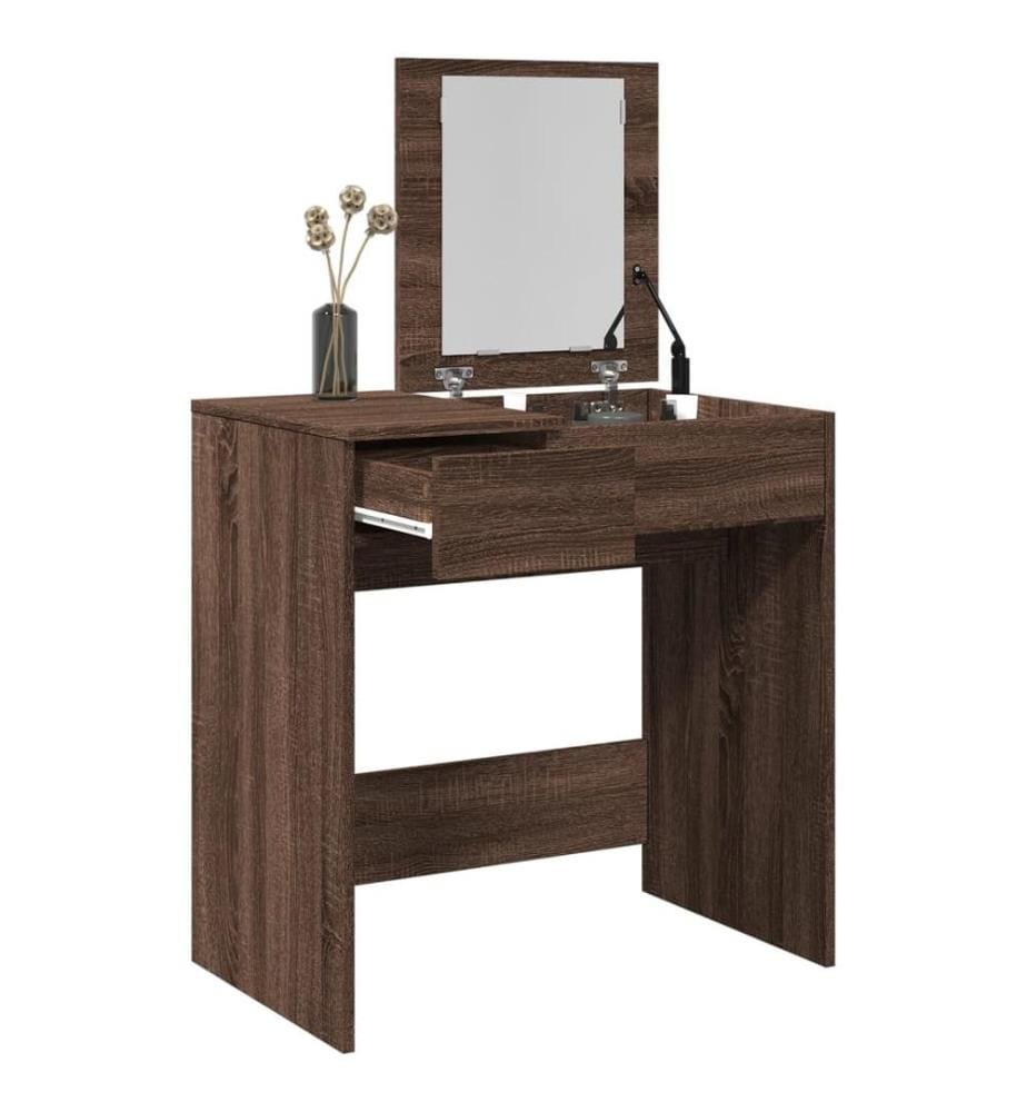 Coiffeuse avec miroir chêne marron 73x46,5x120 cm