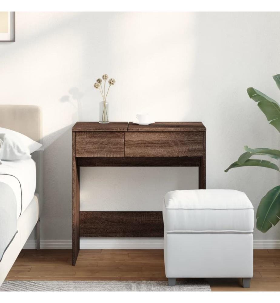 Coiffeuse avec miroir chêne marron 73x46,5x120 cm