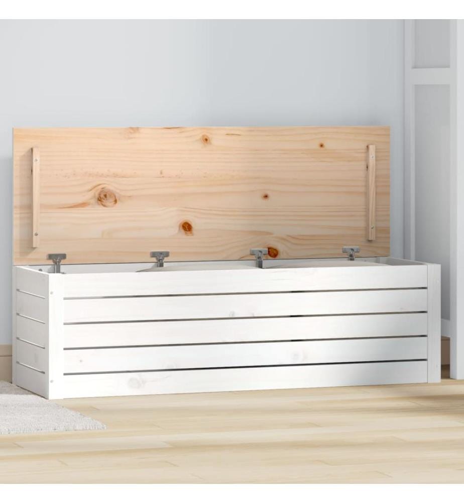 Boîte de rangement Blanc 109x36,5x33 cm Bois massif de pin